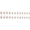 Rosa Nude Verde Corazón Manicura Francesa Estilo Dulce y Fresco Parches de Uñas Usables 24 Piezas Parches de Uñas Terminados
