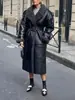 Gabardina de Estilo Urbano para Mujer, Nuevo Modelo Otoño 2026, Forro Polar y Engrosado, Abrigo Largo de Cuero de Diseñador para Mujer