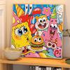 Feliz Cumpleaños Pintura al Óleo Digital DIY Rellenado a Mano 2025 Nuevo Bob Esponja Dibujo Animado Colorear Acrílico Pintura al Óleo