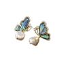 Diseño Nicho Sentimiento Hada Conchas de Abulón Mariposa Aretes de Perlas Moda Lujo Ligero Viaje Zircón Joyería para la Oreja