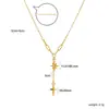 Collar con forma de estrella y corazón de joyería de moda europea y americana, cadena para la clavícula de forma geométrica de diamante, collar chapado en oro de acero inoxidable para mujer