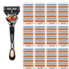 Navaja manual nueva para hombre de cinco capas, hoja de acero inoxidable multicapa naranja, cabezal de cuchilla universal, recortador de barba