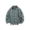 Ropa Vintage Yidao Otoño 2026 Nueva Camisa de Manga Larga a Cuadros Cepillados Desgastados Estilo Japonés para Hombres y Mujeres, Corte Holgado para Usar en Capas