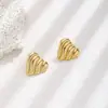 Brincos Redondos Geométricos Personalizados de Nicho Transfronteiriços Europeus e Americanos Novo Estilo Metálico Brincos de Coração de Aço Inoxidável de Alta Qualidade para Mulheres