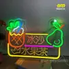 Letrero Publicitario de Luz de Neón LED Puesto del Mercado Nocturno Letrero de Luz Barbacoa Olla Caliente Luz Decorativa Pared de Fondo Caracteres Luminosos Otros