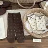 Calcetines para mujer YOUJIAXIU, estilo coreano, color café, calcetines rectos apilados ins, calcetines para mujer dulces con volantes, lunares pequeños y borde enrollado