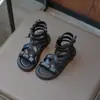 Sandalias romanas de punta abierta para niñas, sandalias de playa, nuevo estilo de verano 2026, sandalias para niños con cremallera lateral, para niños de tamaño mediano y grande