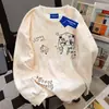 Sudadera de cuello redondo tie-dye color caqui, marca americana trendy, personalizada, para mujer, otoño e invierno, estilo casual preppy, top versátil
