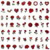 60 Adesivos de Rosa Vermelha Desenho Animado para Decorar seu Caderno, Papelaria, Copo de Água, Adesivos Impermeáveis para Computador
