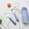 Cuchara y Tenedor de Acero Inoxidable 304 para Bebé, Cuchara Infantil de Dibujos Animados para Aprender a Comer, Cuchara Pequeña de Alimentación para Recién Nacidos