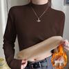 Veludo alemão composto veludo raposa prateada gola semi-alta forrado com fleece camisa base feminina outono e inverno vestuário feminino top interno grosso quente