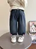 Jeans Forrados de Felpa para Niñas, Nuevo Estilo de Invierno Engrosado Otoño e Invierno, para Bebés Niñas y Niños, Adecuados para Ropa de Exterior, Ropa de Invierno, Pantalones Integrados de Felpa