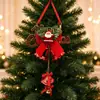Letrero de Letras en Inglés Merry Christmas Electroplateado Colgante de Campana Oro/Plata/Rojo Rojo Navideño Pequeño Adorno de Campana de Santa Claus