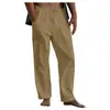 Pantalones de lino para hombre 2022 yoga playa ebay casual verano cintura elástica cordón holgados con bolsillos