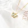 Nuevo Collar de Acero de Titanio con Baño de Cobre Dorado con Incrustaciones de Micro-Cristal de Color Estilo Coreano Mariposa Simple con Temperamento para Mujer
