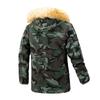 Casaco Acolchoado de Algodão Camuflado com Gola de Pelo Masculino Amazon Transfronteiriço Distintivo Forrado com Lã Espesso Quente Tamanho Plus Comprimento Médio Casaco Acolchoado de Algodão