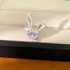 Brincos de Coelho com Coração Zircônia Agulha de Prata Gotejamento de Óleo Estilo Fofo Brincalhão Brincos da Moda Conjunto de Joias Leve de Luxo de Alta Qualidade