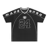Jiayiku 2025 Verano Nuevo Jersey Americano Holgado Hiphop Satín Personalizado Camiseta Deportiva de Media Manga para Hombres y Mujeres