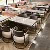 Restaurante Ocidental Comercial Sofá de Canto de Aço Inoxidável Mesa de Jantar Loja de Churrasco Cafeteria Combinação de Mesa e Cadeira de Madeira Maciça