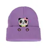 Novo Chapéu de Tricô com Proteção para Ouvido Bordado de Panda Fofo Chapéu de Casal Outono e Inverno Chapéu de Lã Cartoon Chapéu Quente de Tricô Bordado