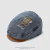 Gorra Retro de Mezclilla Coreana para Niños Gorra Delantera Exportación Estrella de Cinco Puntas Boina de Bebé Jardín de Infancia Protector Solar para Exteriores