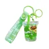 Llavero Colgante Taza de Té con Leche de Animal Marino Rellena de Aceite, Encanto de Animal Lindo, Exquisito Accesorio para Bolso, Venta al por Mayor de Regalos