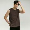 Camiseta regata de algodão puro de peso pesado (260g) para homens, sem mangas para esportes, fitness, basquete, cor sólida, camiseta íntima de algodão com ombros largos