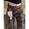 Jeans de Trabajo Americanos de Alta Gama Talla Grande Micro-Acampanados para Mujer Otoño 2025 Nuevos Pantalones Slim Slim Camuflados Retro