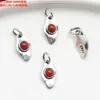 Accesorios Pequeños con Forma de Flor de Plata de Ley con Incrustaciones de Ágata Roja del Sur y Lapislázuli, Materiales Vintage Cuadrados Irregulares para Manualidades DIY Hechos a Mano
