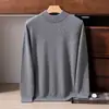 Suéter de Cashmere 100% Puro de Luxo para Homens, Fio Floral, Gola Semi-Alta, Casual de Negócios, Tricô de Caimento Solto, Camisa de Base