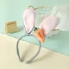 Tiara de Orelhas de Coelho Fofa, Adereço de Cabeça de Desenho Animado de Pelúcia, Acessórios de Cabelo de Páscoa para Crianças e Adultos, Decoração de Cenoura Fofa