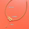 Collar con letra B de cadena gruesa de hip-hop exagerada de estilo europeo y americano, cadena de clavícula con borlas para mujer, acero de titanio, oro de 18 quilates, combina con todo.