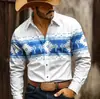 Camisa de manga larga para hombre de estilo europeo y americano, tendencia de moda vaquera occidental, camisa para hombre de estilo étnico transpirable