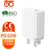 Cargador Rápido de Tres Pines Enchufe Directo de Nitruro de Galio Estándar Británico Pd65W Adaptador de Corriente Estándar Británico 20V3.25A