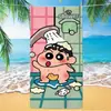 Toalha de banho de secagem rápida infantil de grandes dimensões Giz de cera Pequena nova toalha de praia Microfibra Velo de dupla face Toalha de praia com impressão digital