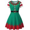 Vestido de Natal da Amazon Europeia e Americana de comércio exterior com decote redondo e manga curta estampado grande vestido feminino XX0278