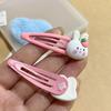 Pinza para el cabello de conejo rubor fresa para niñas, dulce, nueva para primavera y verano, pinza para flequillo lateral, pasador lindo para niños con forma de gota de agua