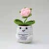 Bonecas de Plantas de Natal em Vasos de Crochê, Girassóis Feitos à Mão com Lã, Rosas Suculentas, Flores Artificiais em Estoque