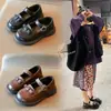 Zapatos de Cuero para Niñas 2026 Nuevo Modelo Zapatos de Princesa de Suela Suave para Niños Versátiles para Niños Mayores Primavera y Otoño Estilo Británico Zapatos de Vestir Negros