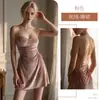Camisola de Noche Estampado de Mariposas Dinámicas para Mujer, Vestido Corto Sexy con Estampado de Leopardo y Cordón Revelador de Cintura, Atuendo para Citas, Moda al por Mayor