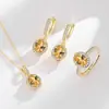 Transmissão ao vivo mais vendidos conjunto ovo de pombo feminino base de cobre banhado a ouro 18K anel brincos colar pingente joias femininas atacado