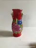 Jarrón de Cerámica Roja Chino de 6 Pulgadas Adornos Decoración de Mostrador Artículos de Buda Decoración Aparato para Arreglos Florales