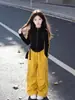 2026 Conjunto Super Quente para Meninas Outono Estudante do Ensino Fundamental Roupa Estilo Coreano Roupas de Outono para Crianças Conjunto Elegante de Duas Peças