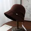 Sombrero de Pescador de Lana a la Moda con Respaldo Plegable Estilo Japonés para Mujer, Elegante y Versátil Sombrero de Cubo Tejido para Calidez Invernal