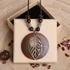 Nuevo Collar Anillo Hoja Estilo Zen Chino para Mujer, Nueva Cadena Larga para Suéter Estilo Chino Retro, Accesorios Simples y Versátiles