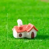 Paisaje en miniatura, chimenea de tejas rojas estilo caricatura creativa y casa pequeña, accesorios de decoración DIY para paisajismo de jardinería, adornos en miniatura