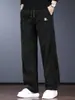 Pantalones Casuales de Peso Grueso para Hombre Otoño Invierno Sueltos Rectos de Pierna Ancha Pantalones de Terciopelo Plus Cintura Elástica Pantalones Banana de Terciopelo Boao