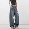 Jeans Estilo Diseñador Scimitar para Mujer, Tendencia Otoño e Invierno Versátiles Nuevos Pantalones Anchos Holgados, Pantalones Lavados de Calle