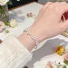 Pulseira de Zircônia Rosa e Pérola Swarovski, Pulseira Envolvente Ajustável e Estilosa, Exquisita e Versátil, Joias de Luxo Atacado
