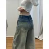 Jeans Retrô Americano Plus Size Espessado com Forro de Lã para Mulheres, Outono e Inverno, Cintura Baixa, Emagrecedor, Perna Reta, Perna Larga